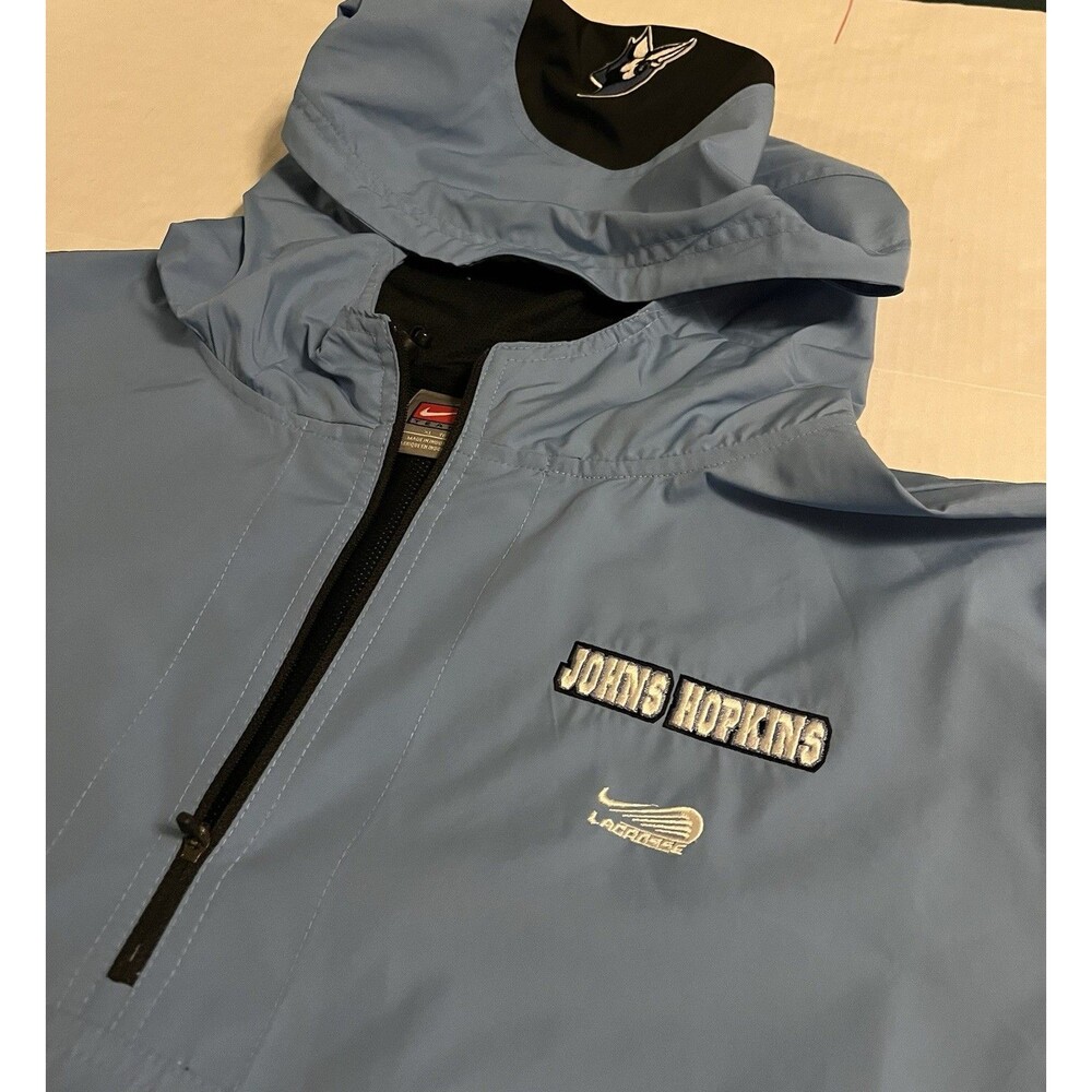 VTG Nike Johns Hopkins Blue Jays Lacrosse NCAA 1/4 Zip Hooded NCAA Jacket XL